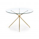 Стол обеденный HALMAR RONDO прозрачный/золотой 110